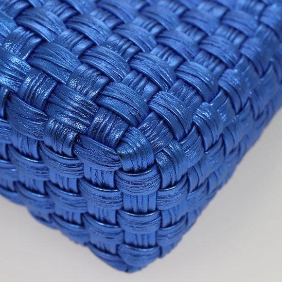 Salvatore Ferragamo Gancini Shoulder Bag Leather Blue Silver Auth 128561V