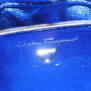 Salvatore Ferragamo Gancini Shoulder Bag Leather Blue Silver Auth 128561V-15