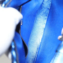 Salvatore Ferragamo Gancini Shoulder Bag Leather Blue Silver Auth 128561V-16