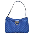 Salvatore Ferragamo Gancini Shoulder Bag Leather Blue Silver Auth 128561V-2