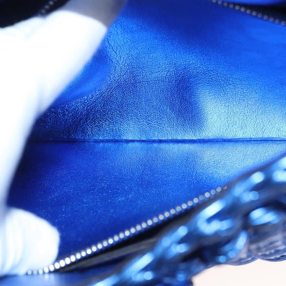 Salvatore Ferragamo Gancini Shoulder Bag Leather Blue Silver Auth 128561V