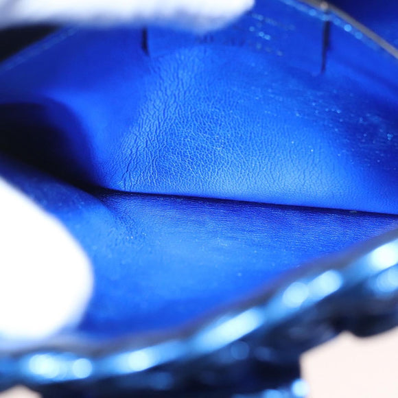 Salvatore Ferragamo Gancini Shoulder Bag Leather Blue Silver Auth 128561V