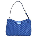 Salvatore Ferragamo Gancini Shoulder Bag Leather Blue Silver Auth 128561V-3