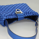 Salvatore Ferragamo Gancini Shoulder Bag Leather Blue Silver Auth 128561V-6