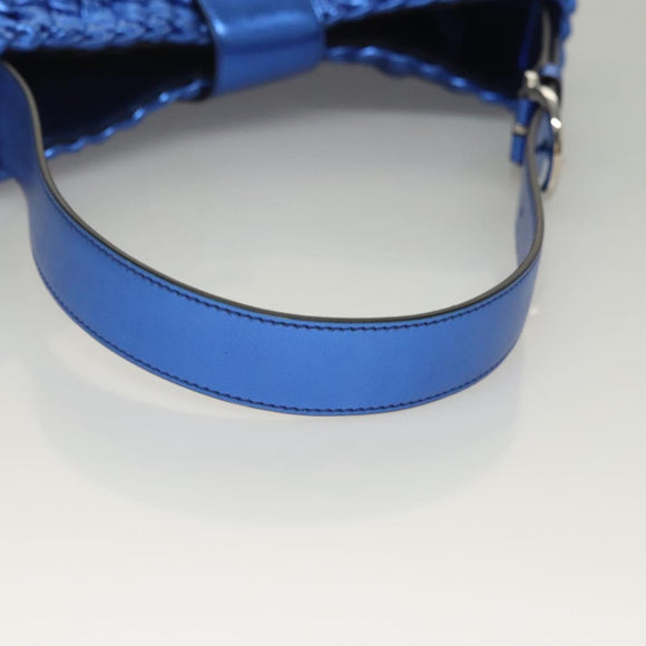 Salvatore Ferragamo Gancini Shoulder Bag Leather Blue Silver Auth 128561V