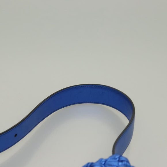 Salvatore Ferragamo Gancini Shoulder Bag Leather Blue Silver Auth 128561V