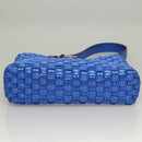 Salvatore Ferragamo Gancini Shoulder Bag Leather Blue Silver Auth 128561V-9