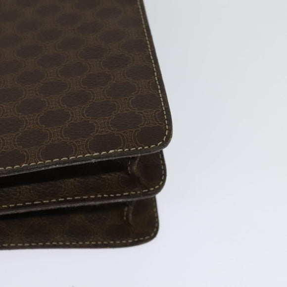 CELINE Macadam Canvas Hand Bag PVC Leather 2way Brown Gold Auth 128608