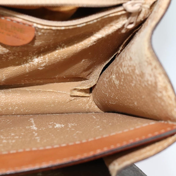 CELINE Macadam Canvas Hand Bag PVC Leather 2way Brown Gold Auth 128608