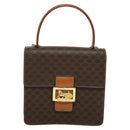 CELINE Macadam Canvas Hand Bag PVC Leather 2way Brown Gold Auth 128608-13