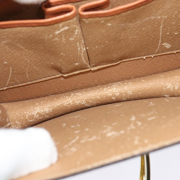 CELINE Macadam Canvas Hand Bag PVC Leather 2way Brown Gold Auth 128608