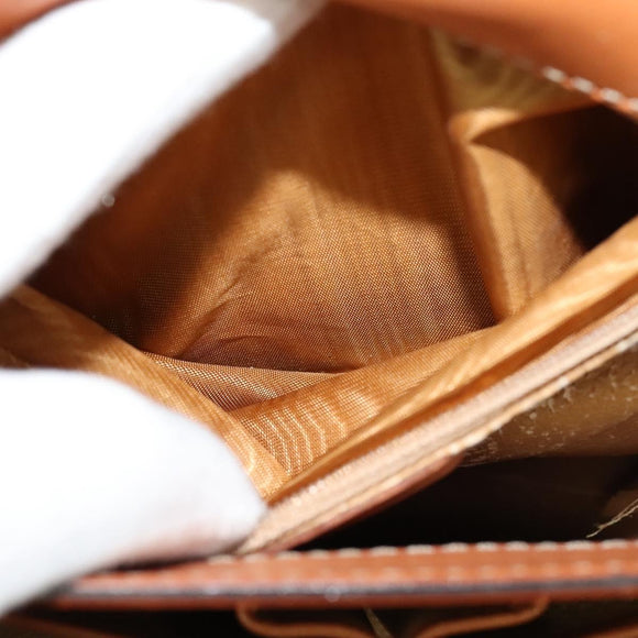 CELINE Macadam Canvas Hand Bag PVC Leather 2way Brown Gold Auth 128608