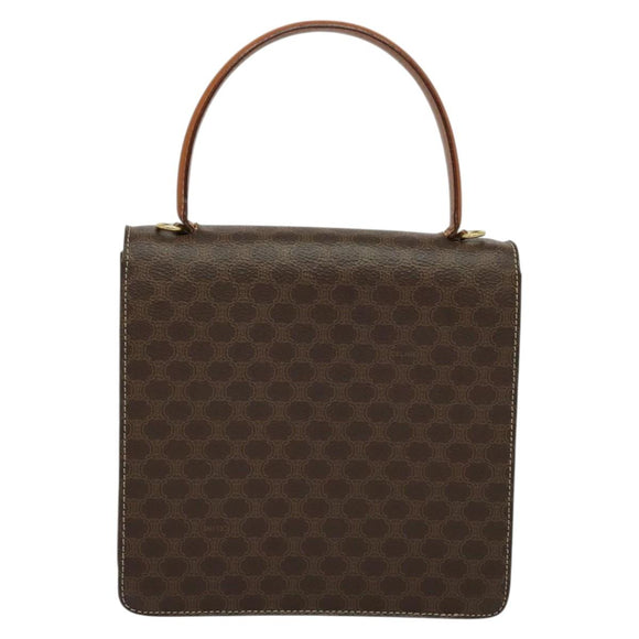 CELINE Macadam Canvas Hand Bag PVC Leather 2way Brown Gold Auth 128608