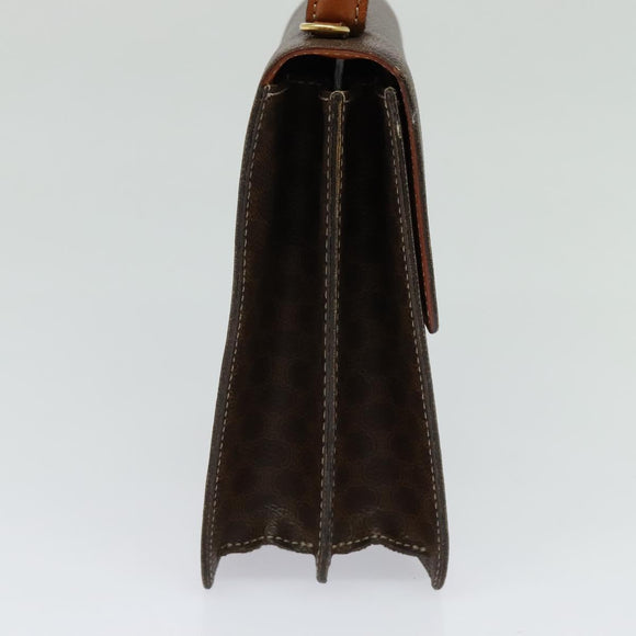 CELINE Macadam Canvas Hand Bag PVC Leather 2way Brown Gold Auth 128608