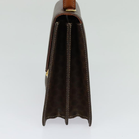 CELINE Macadam Canvas Hand Bag PVC Leather 2way Brown Gold Auth 128608