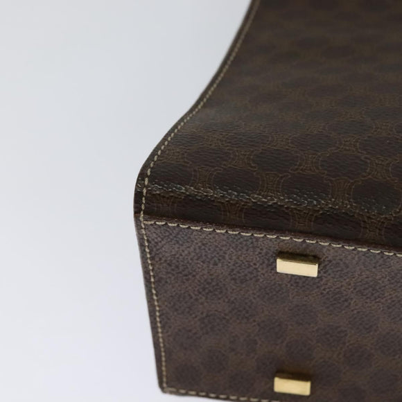 CELINE Macadam Canvas Hand Bag PVC Leather Brown Gold Auth 128609