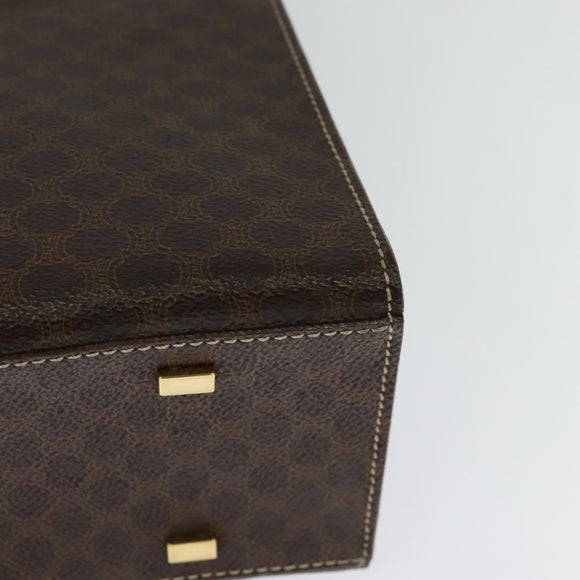 CELINE Macadam Canvas Hand Bag PVC Leather Brown Gold Auth 128609