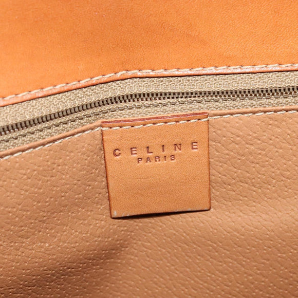 CELINE Macadam Canvas Hand Bag PVC Leather Brown Gold Auth 128609