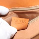 CELINE Macadam Canvas Hand Bag PVC Leather Brown Gold Auth 128609-12