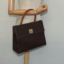 CELINE Macadam Canvas Hand Bag PVC Leather Brown Gold Auth 128609-22
