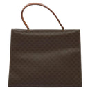 CELINE Macadam Canvas Hand Bag PVC Leather Brown Gold Auth 128609-2