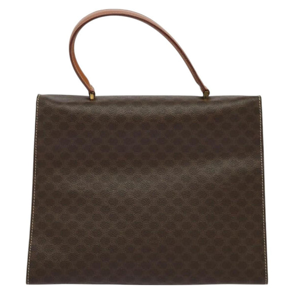 CELINE Macadam Canvas Hand Bag PVC Leather Brown Gold Auth 128609