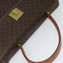 CELINE Macadam Canvas Hand Bag PVC Leather Brown Gold Auth 128609-6