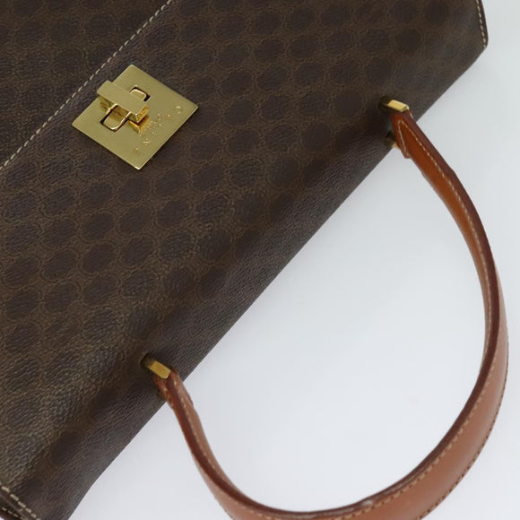 CELINE Macadam Canvas Hand Bag PVC Leather Brown Gold Auth 128609