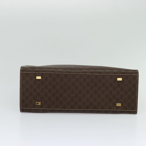 CELINE Macadam Canvas Hand Bag PVC Leather Brown Gold Auth 128609