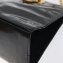 Salvatore Ferragamo Gancini Chain Shoulder Bag Enamel Black Gold Auth 128633-10
