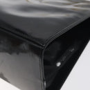 Salvatore Ferragamo Gancini Chain Shoulder Bag Enamel Black Gold Auth 128633-12