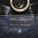 Salvatore Ferragamo Gancini Chain Shoulder Bag Enamel Black Gold Auth 128633-15