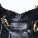 Salvatore Ferragamo Gancini Chain Shoulder Bag Enamel Black Gold Auth 128633-18