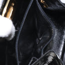 Salvatore Ferragamo Gancini Chain Shoulder Bag Enamel Black Gold Auth 128633-19