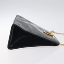 Salvatore Ferragamo Gancini Chain Shoulder Bag Enamel Black Gold Auth 128633-4