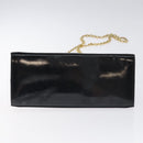 Salvatore Ferragamo Gancini Chain Shoulder Bag Enamel Black Gold Auth 128633-9