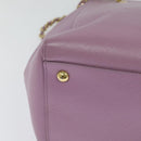 Salvatore Ferragamo Vala Chain Tote Bag Leather Purple Gold Auth 128634-16