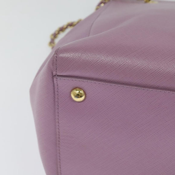 Salvatore Ferragamo Vala Chain Tote Bag Leather Purple Gold Auth 128634