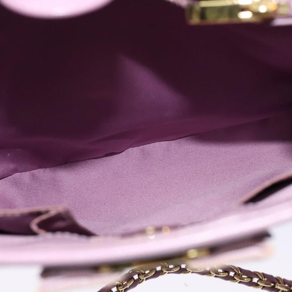 Salvatore Ferragamo Vala Chain Tote Bag Leather Purple Gold Auth 128634