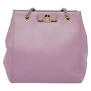 Salvatore Ferragamo Vala Chain Tote Bag Leather Purple Gold Auth 128634-13