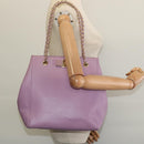 Salvatore Ferragamo Vala Chain Tote Bag Leather Purple Gold Auth 128634-23