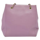 Salvatore Ferragamo Vala Chain Tote Bag Leather Purple Gold Auth 128634-2