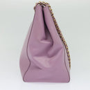 Salvatore Ferragamo Vala Chain Tote Bag Leather Purple Gold Auth 128634-3