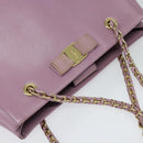 Salvatore Ferragamo Vala Chain Tote Bag Leather Purple Gold Auth 128634-6