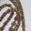 Salvatore Ferragamo Vala Chain Tote Bag Leather Purple Gold Auth 128634-8