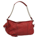 Miu Miu Chain Shoulder Bag Leather Red Silver Auth 128640-1