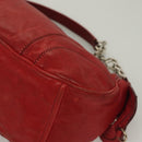Miu Miu Chain Shoulder Bag Leather Red Silver Auth 128640-15