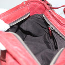 Miu Miu Chain Shoulder Bag Leather Red Silver Auth 128640-20