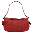 Miu Miu Chain Shoulder Bag Leather Red Silver Auth 128640-2