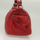 Miu Miu Chain Shoulder Bag Leather Red Silver Auth 128640-3